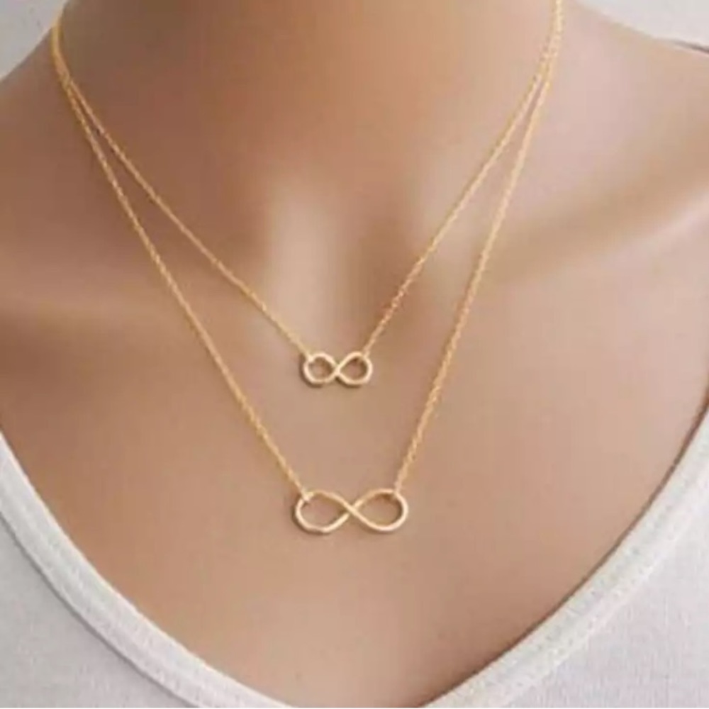 Double Infinity Multilayer Gold Necklace